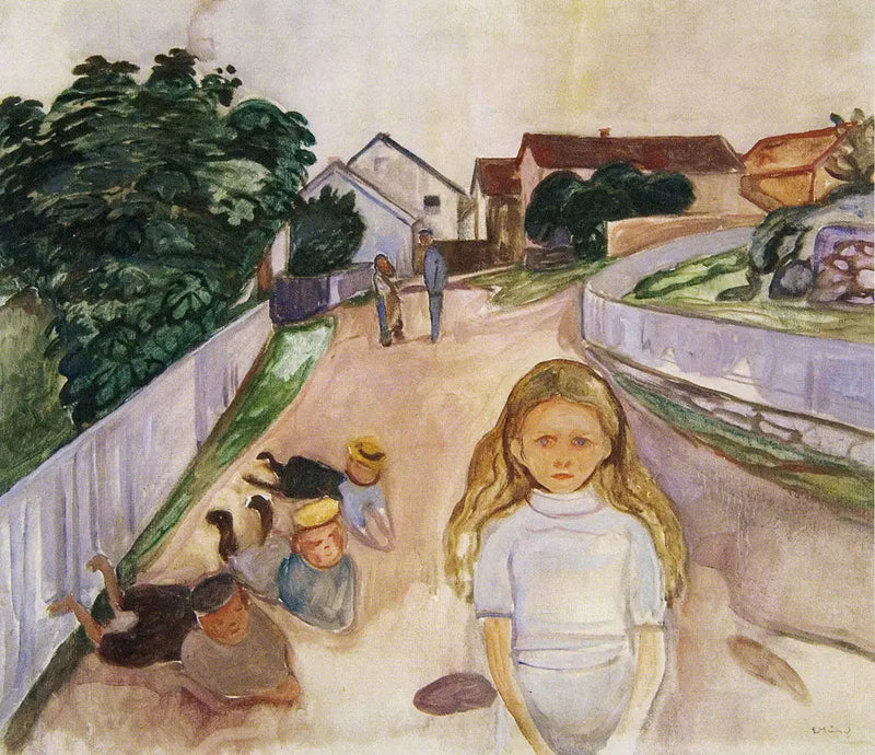 Crianças brincando na rua em Åsgårdstrand - Edvard Munch
