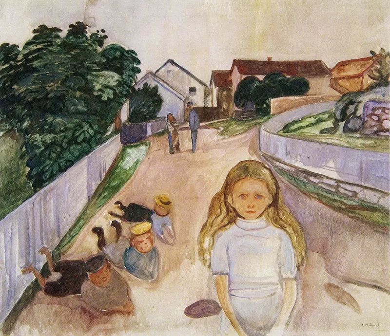 Crianças brincando na rua em Åsgårdstrand - Edvard Munch