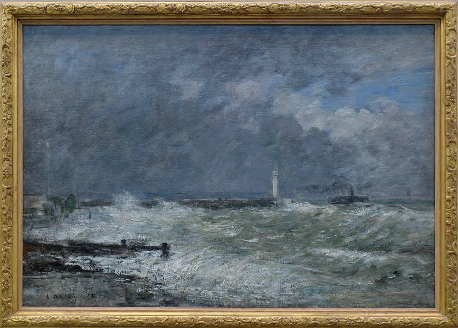 Entrada dos cais do Havre em tempo tempestuoso - Eugène Boudin