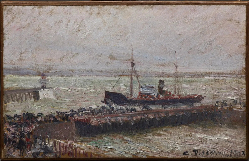 Entrada do porto do Havre, céu nublado - Camille Pissarro