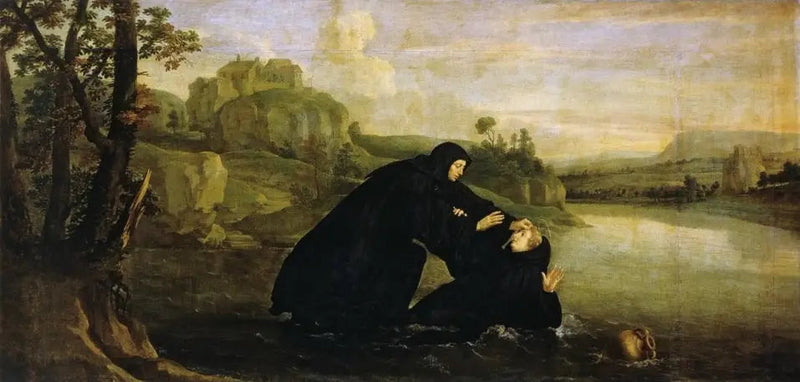 Episódios da vida de São Bento: Placide retirado da água pelo irmão Maur - Philippe de Champaigne