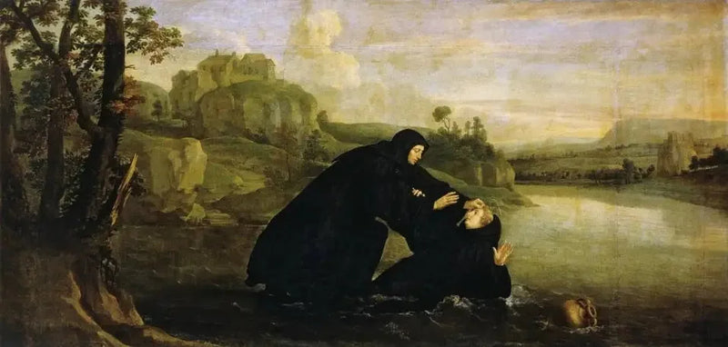 Episódios da vida de São Bento: Placide retirado da água pelo irmão Maur - Philippe de Champaigne