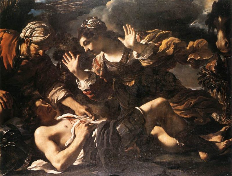 Erminia encontra Tancrède ferido - Guercino