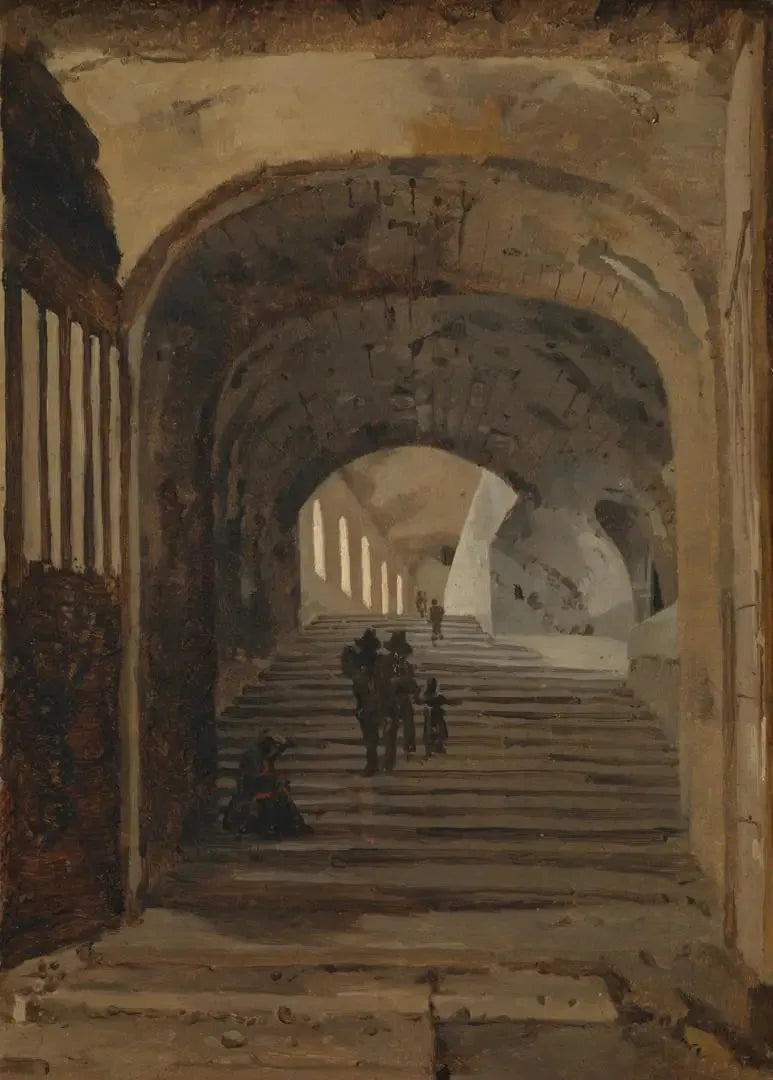Escadaria da Villa de Mécène, Tivoli - Jean-Baptiste Camille Corot