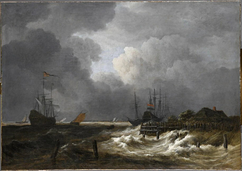 L'Estacade ou Gros temps sur le bord d'une digue de Hollande - Jacob Isaacksz van Ruisdael