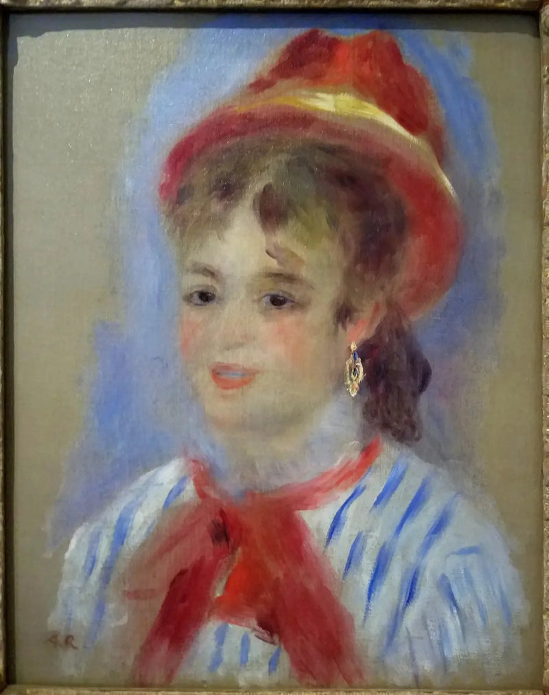 Estelle com chapéu vermelho - Pierre-Auguste Renoir