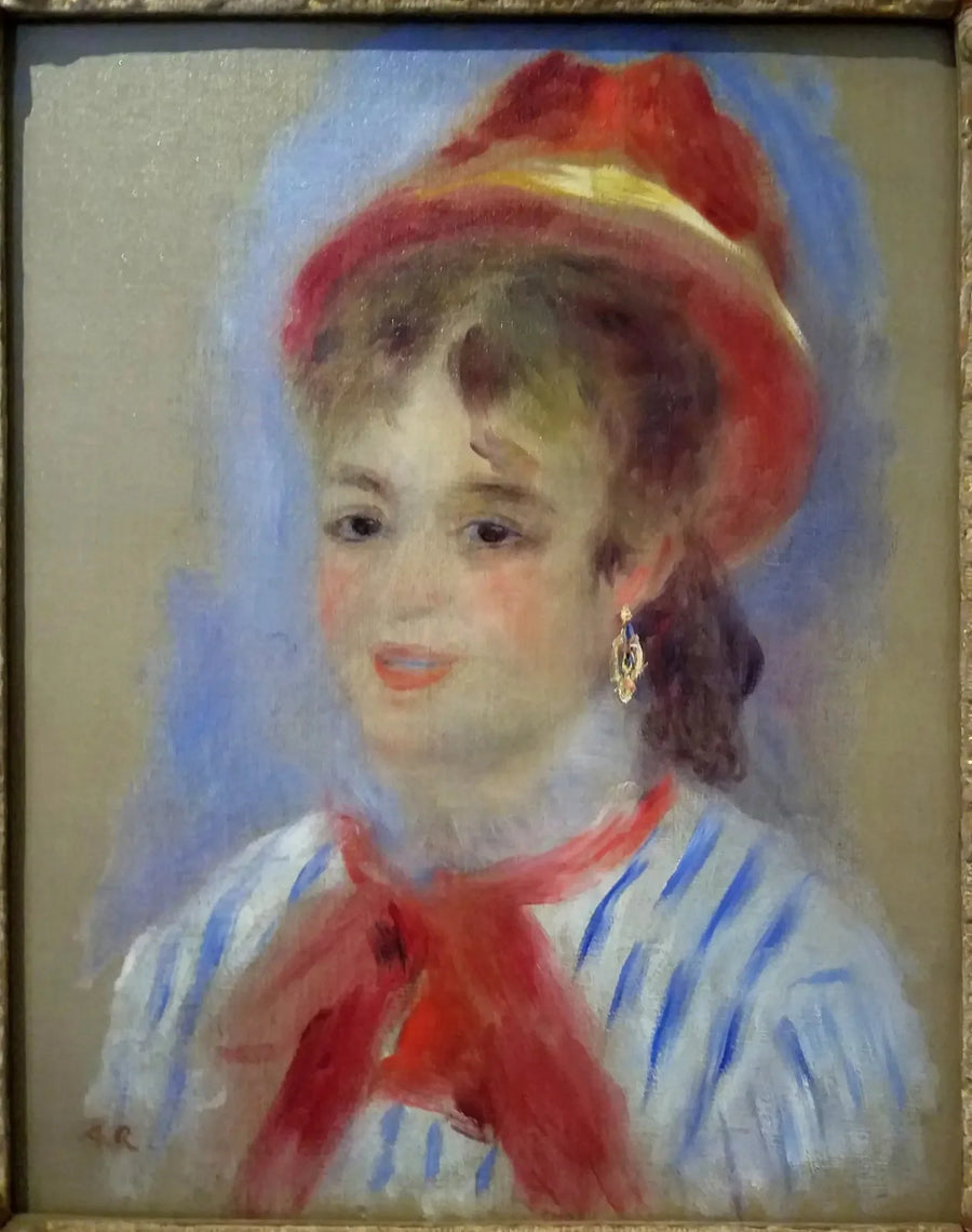 Estelle com chapéu vermelho - Pierre-Auguste Renoir