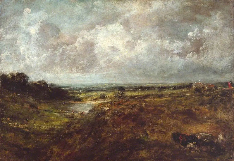 Estanque de Branch Hill, Hampstead Heath, com uma carroça e cocheiros - John Constable