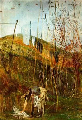 Estender a roupa. Pintura mural de Falconiera - Giovanni Boldini