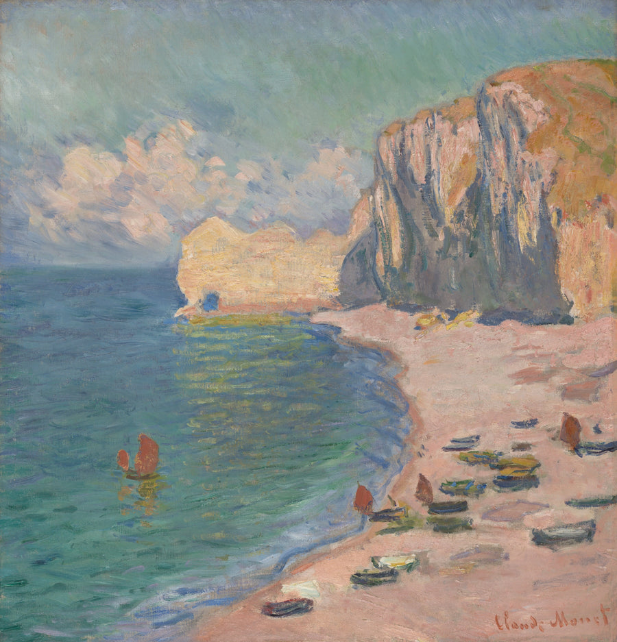 Étretat, a praia e o penhasco de Amont W1012 - Claude Monet