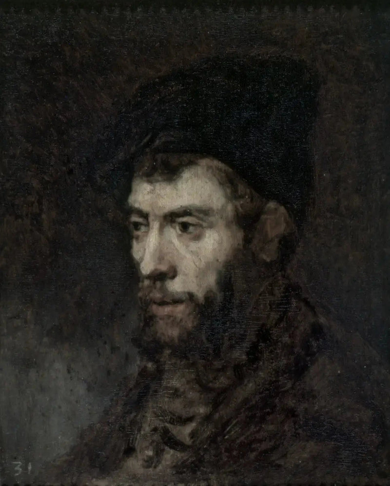 Homem com um boné olhando para a esquerda - Rembrandt