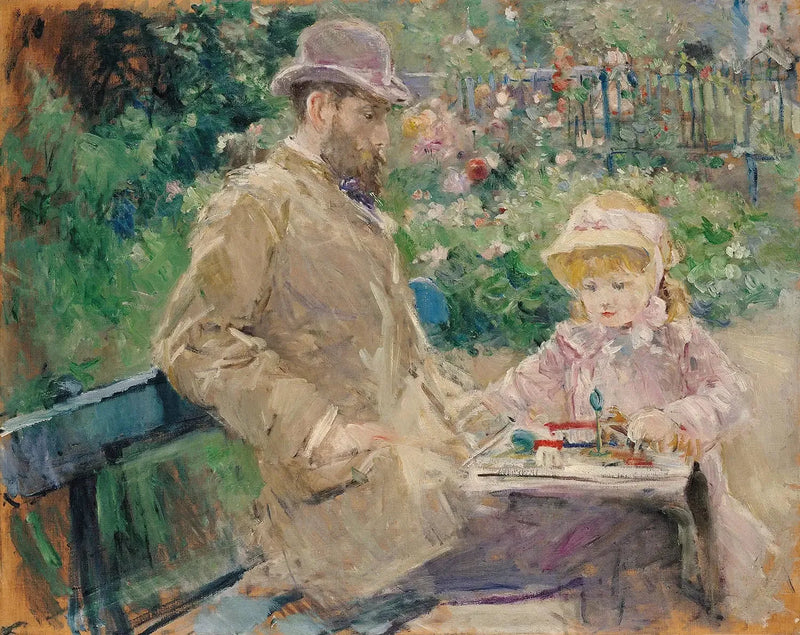 Eugène Manet e sua filha no jardim de Bougival - Berthe Morisot