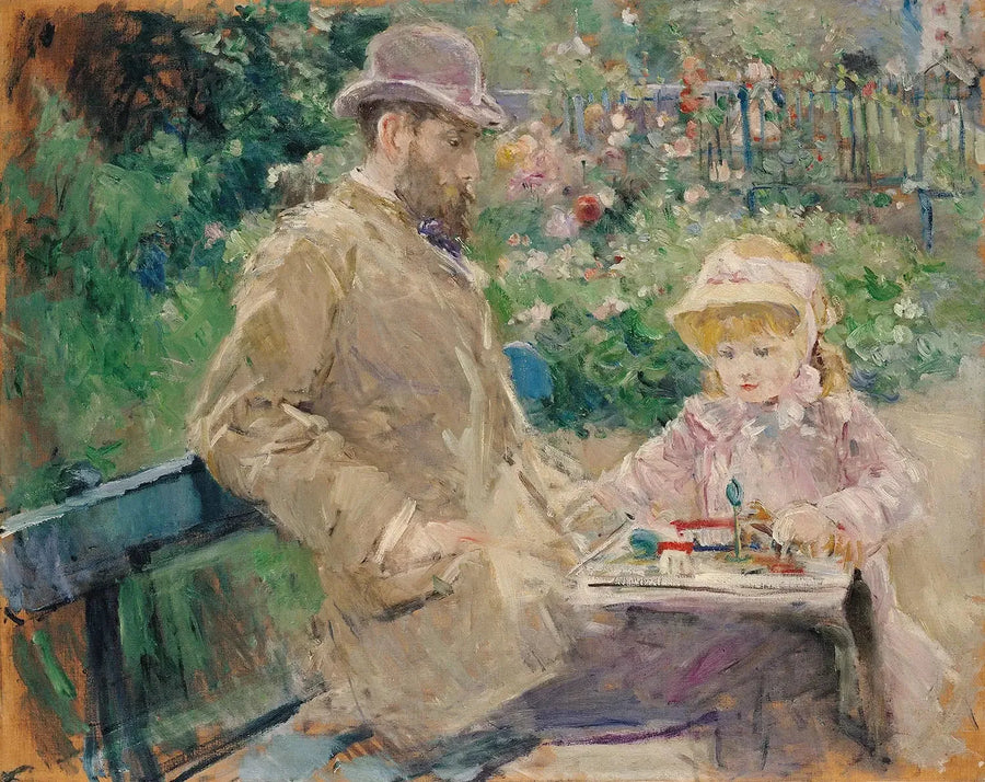 Eugène Manet e sua filha no jardim de Bougival - Berthe Morisot