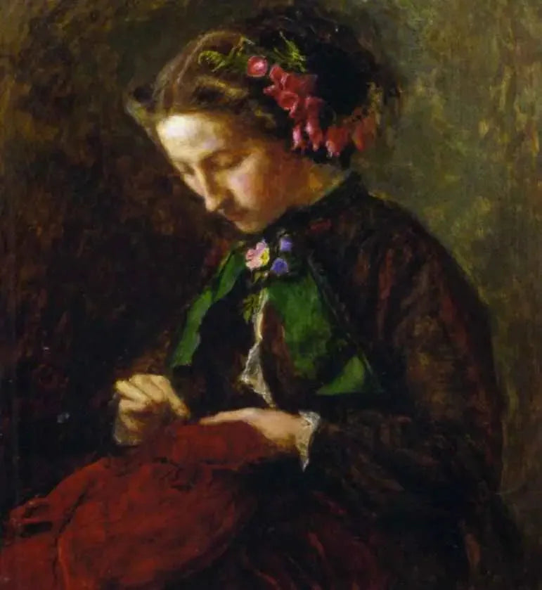 Euphemia 'Effie' Chalmers Gray, Mme John Ruskin (1828-1898), mais tarde Lady Millais, com digitais em seus cabelos (A Digitale) - John Everett Millais