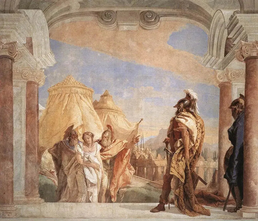 Eurybates e Talthybios conduzem Briseida a Agamenon - Giovanni Battista Tiepolo