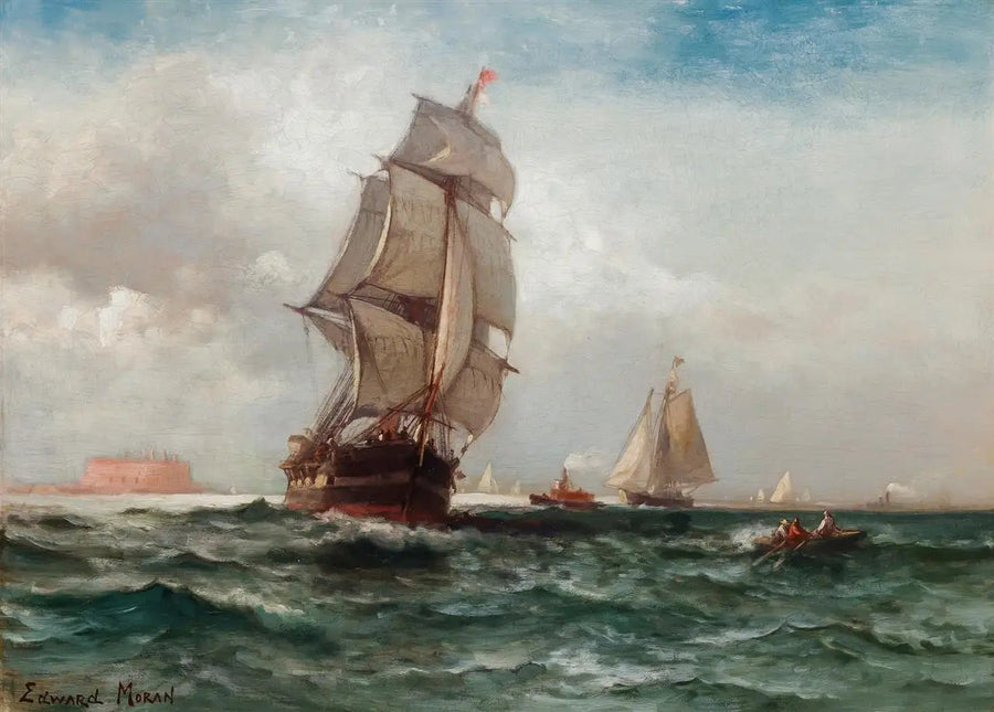 Expedição ao largo de Governors Island, Nova York - Edward Moran