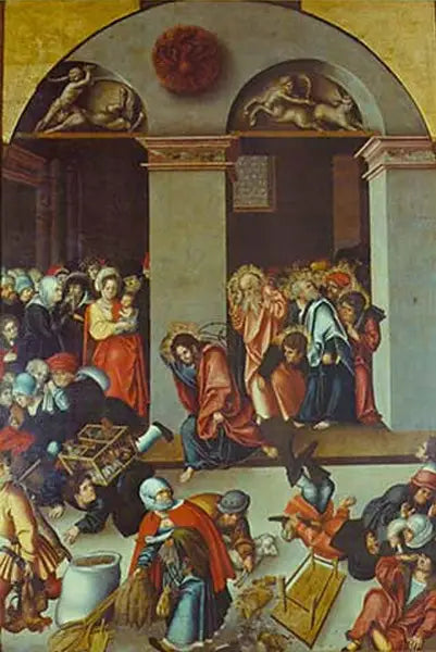 Expulsão dos cambistas do templo - Lucas Cranach, o Velho