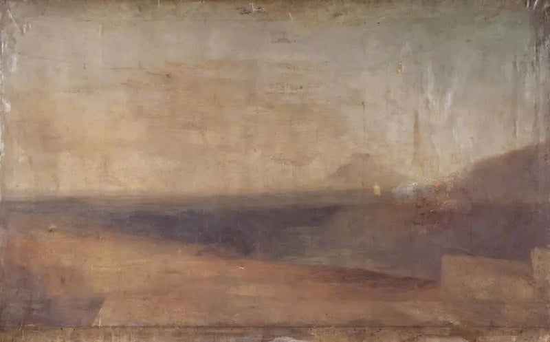 Extensa Paisagem com Rio ou Estuário e uma Montanha Distante - J. M. W. Turner
