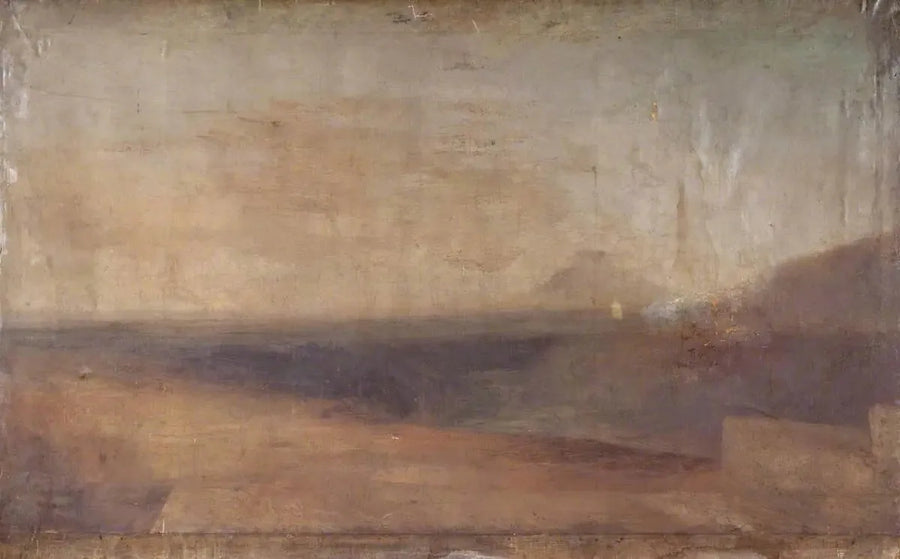 Extensa Paisagem com Rio ou Estuário e uma Montanha Distante - J. M. W. Turner