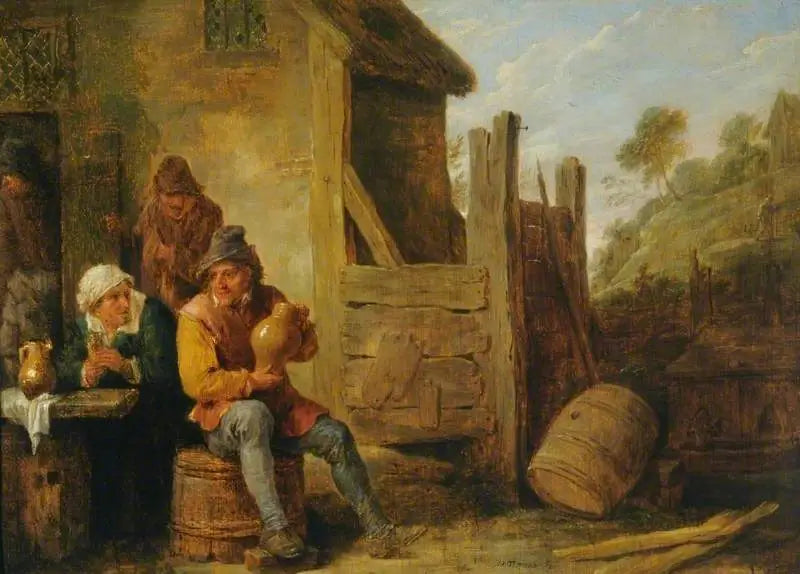 Exterior de uma pousada: Camponeses bebendo - David Teniers, o Jovem