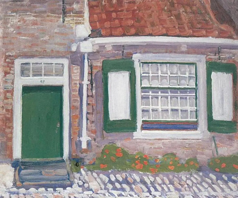 Fachada de casa com persianas adornadas de verde - Piet Mondrian