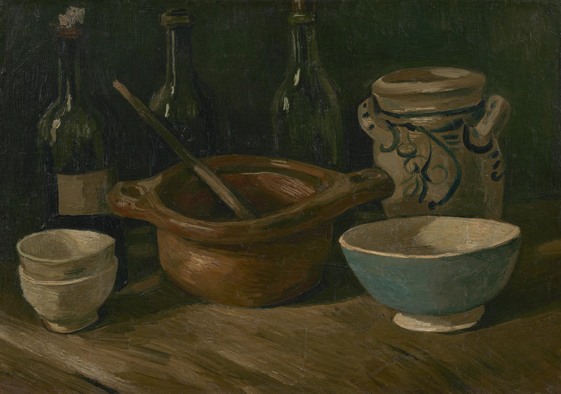 Natureza morta com faiança e garrafas - Vincent van Gogh