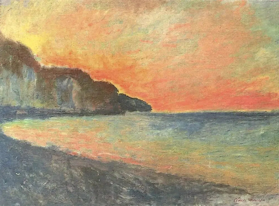 Falésia em Pourville, pôr do sol - Claude Monet