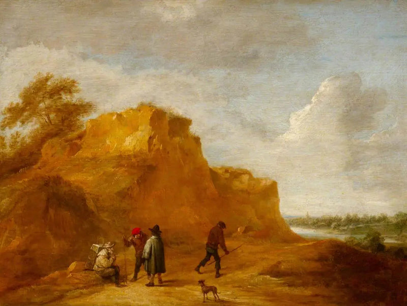 Falésia de areia e personagens - David Teniers, o Jovem