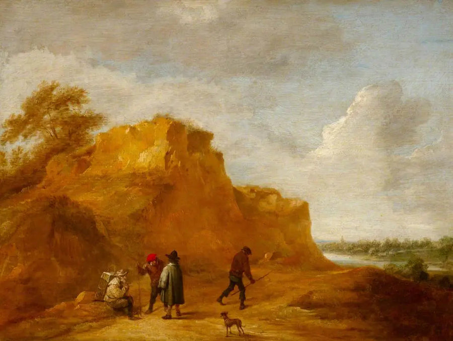 Falésia de areia e personagens - David Teniers, o Jovem