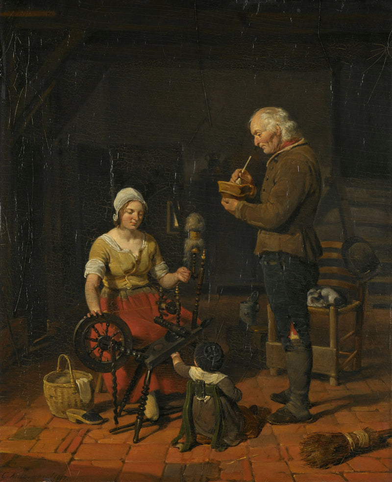 Famille d'agriculteurs à l'intérieur - Cornelis Kruseman