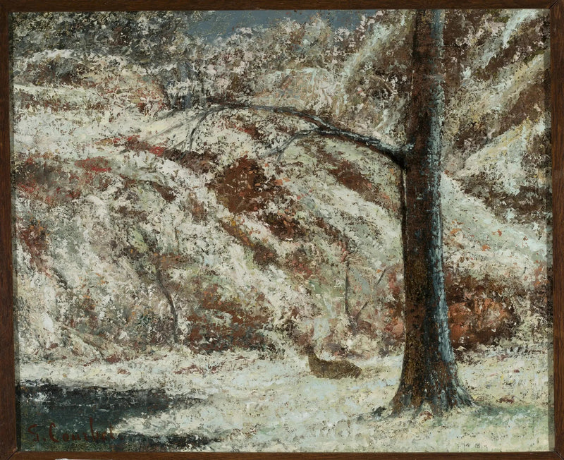 Faisão na neve na floresta - Gustave Courbet