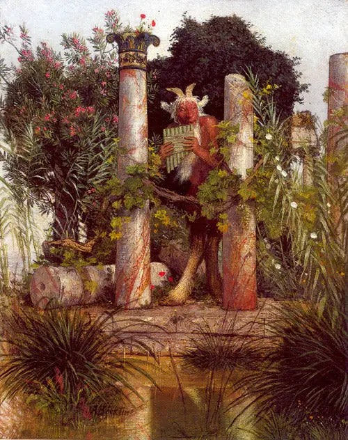 Fauna soprando na siringeia - Arnold Böcklin