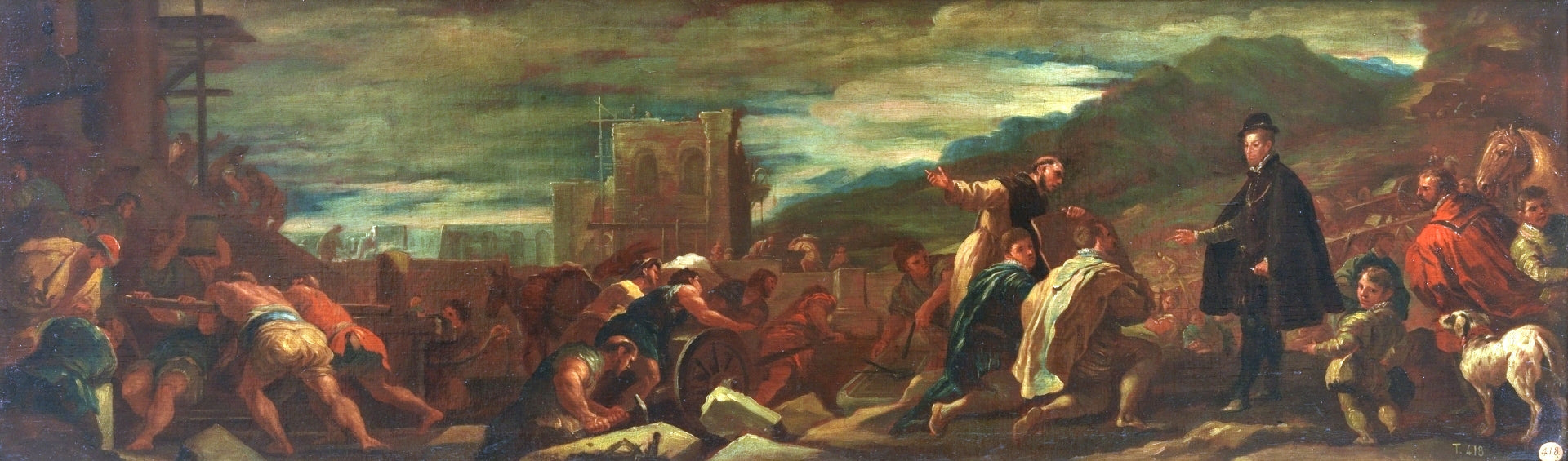 Felipe II, con sus arquitectos, inspecciona las obras de El Escorial - Luca Giordano image 1 tableau peint à l’huile sur toile