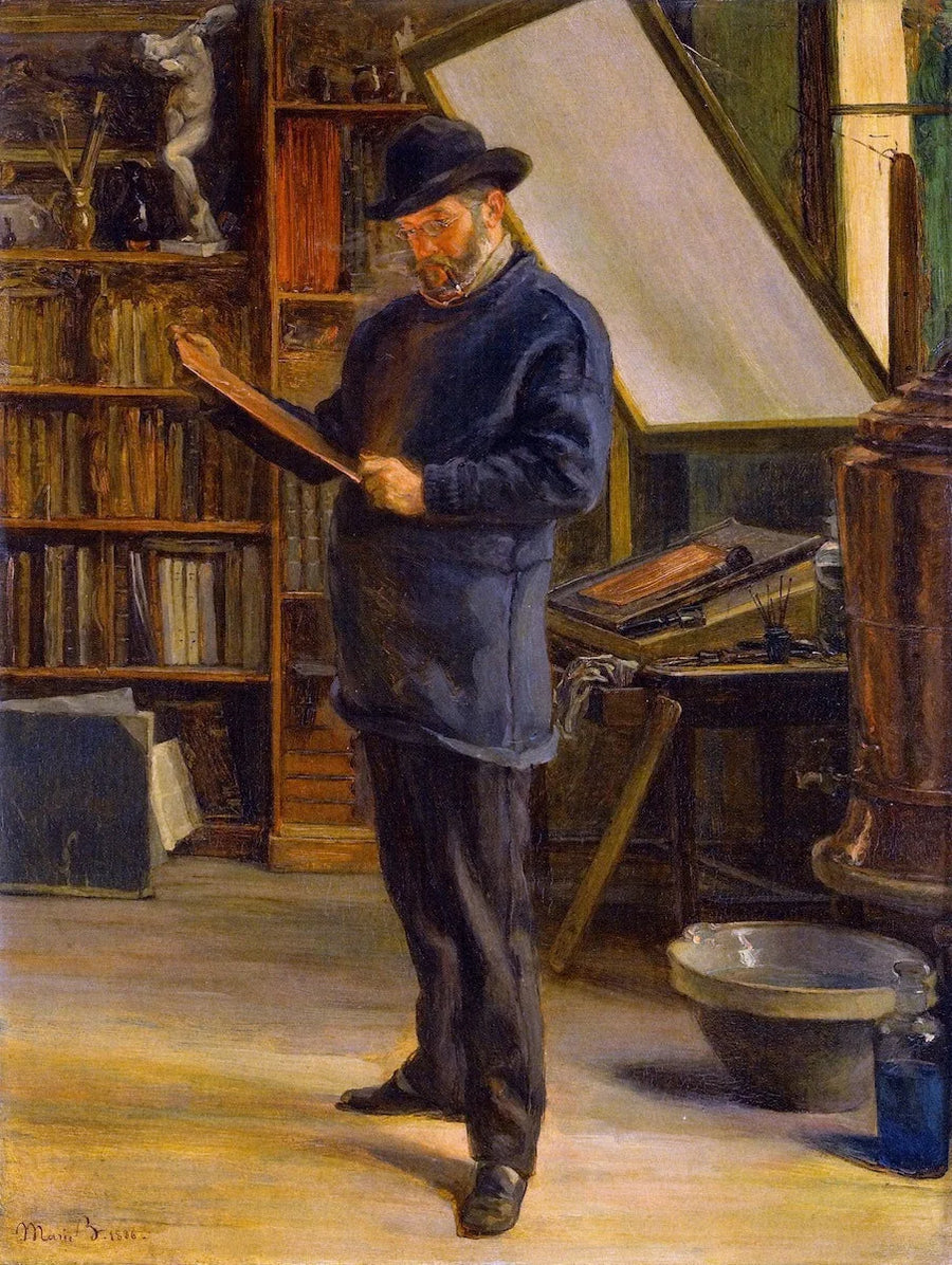 Félix Bracquemond em seu ateliê - Marie Bracquemond