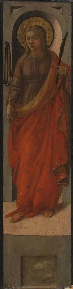 Santa feminina com um flagelo (Santa Walburga?) - Fra Filippo Lippi