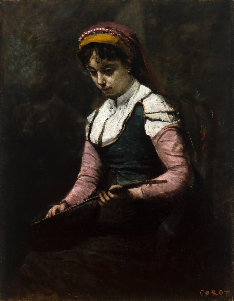 Mulher com Mandolina - Jean-Baptiste Camille Corot