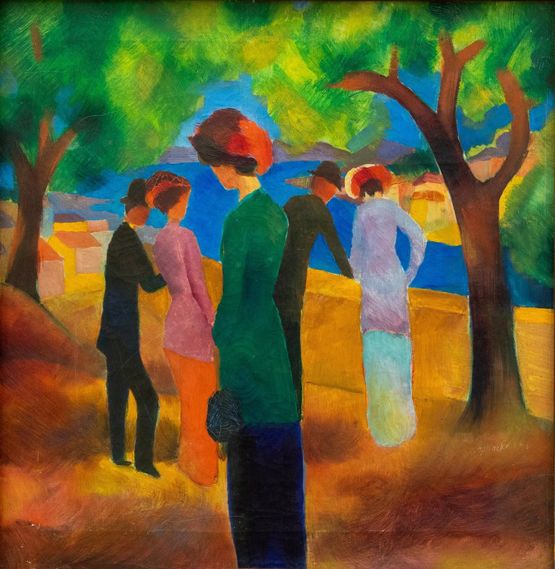 Mulher com jaqueta verde - August Macke