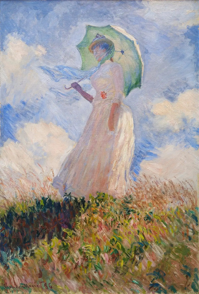 Mulher com sombrinha voltada para a esquerda - Claude Monet