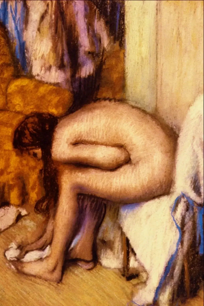 Mulher em seu toalete secando seu pé esquerdo - Edgar Degas