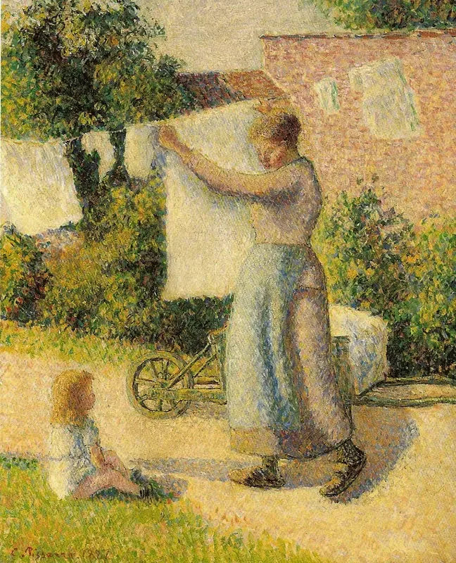 Mulher estendendo a roupa - Camille Pissarro