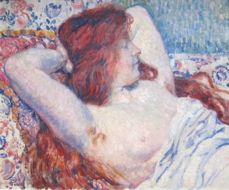 Mulher deitada com cabelos ruivos - Théo van Rysselberghe