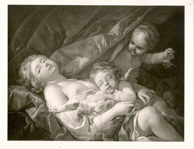 mulher deitada com putti - François Boucher
