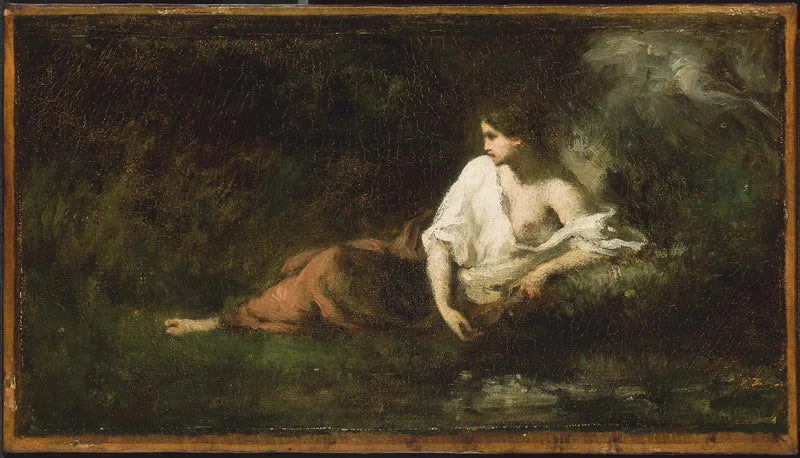 Mulher deitada em uma paisagem - Jean-François Millet