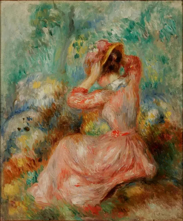 Mulher arrumando seu chapéu - Pierre-Auguste Renoir