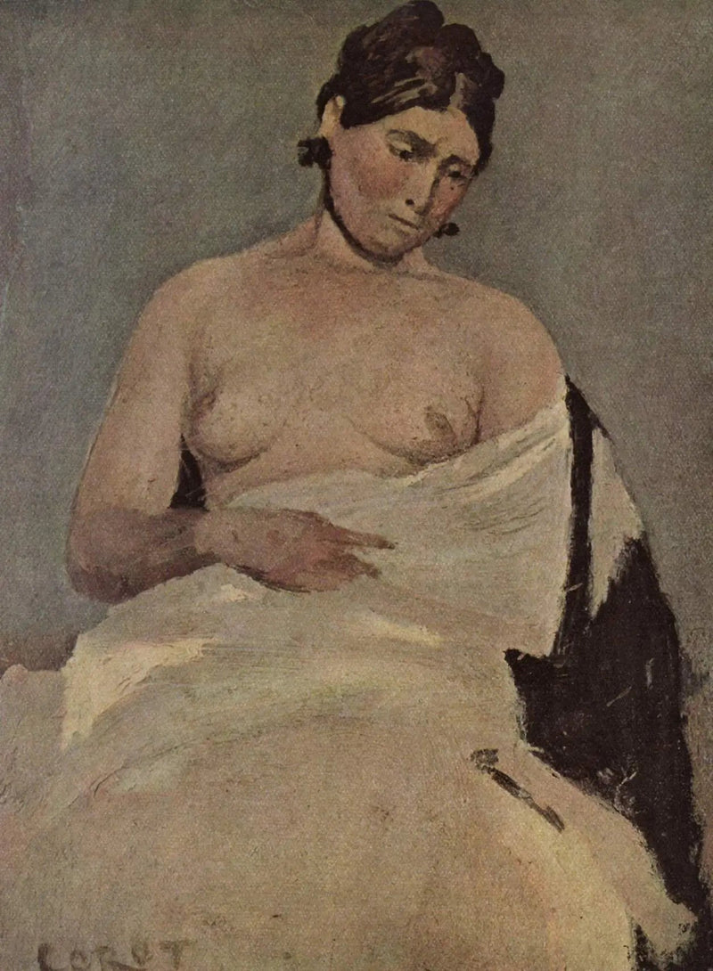 Mulher sentada com seios nus - Jean-Baptiste Camille Corot
