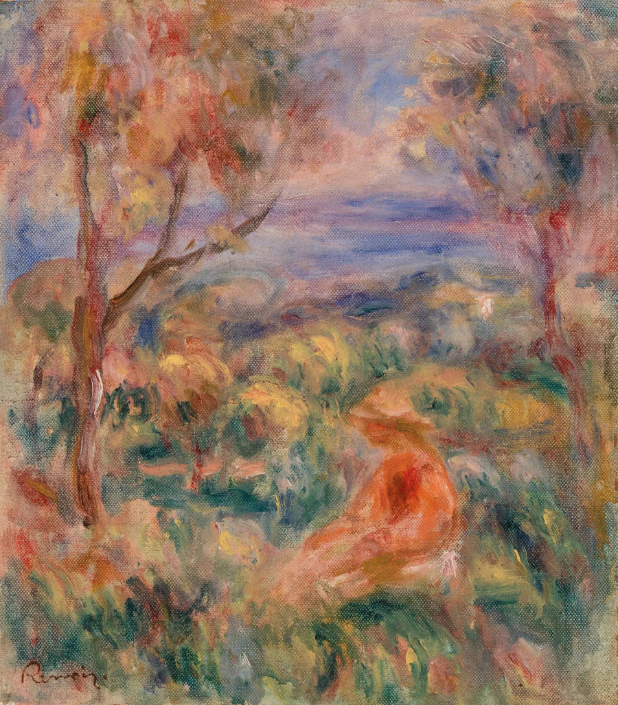 Mulher sentada com o mar ao longe (Mulher sentada à beira do mar) - Pierre-Auguste Renoir