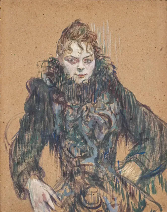 Femme au boa noir - Henri de Toulouse-Lautrec image 1 copie peinte à la main à l’huile