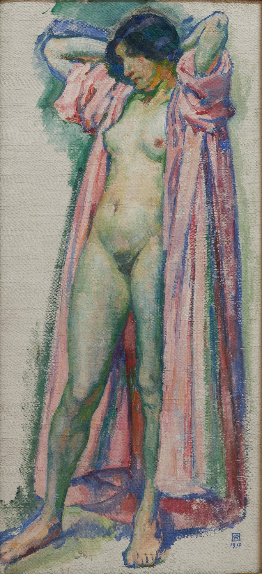 Mulher de roupão rosa - Théo van Rysselberghe
