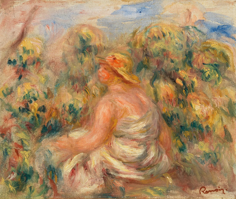 Mulher com chapéu em uma paisagem - Pierre-Auguste Renoir