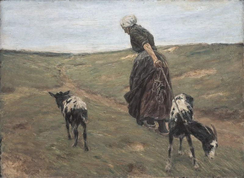 Mulher com cabras nas dunas - Max Liebermann